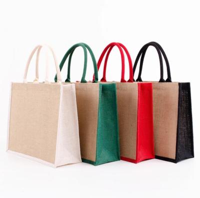 China Strong Promotional High Quality Shopping Reusable Jute Tote Bag Jute Bag for sale