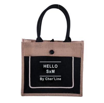 China New Design Custom Jute Shopping Tote Bag Logo Printing Strong Durable Capacity Jute Bag for sale