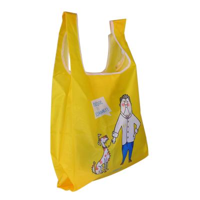 China Reusable Popular Recyclable 210D Polyester Foldable Portable Polyester Newspaper Bag for sale