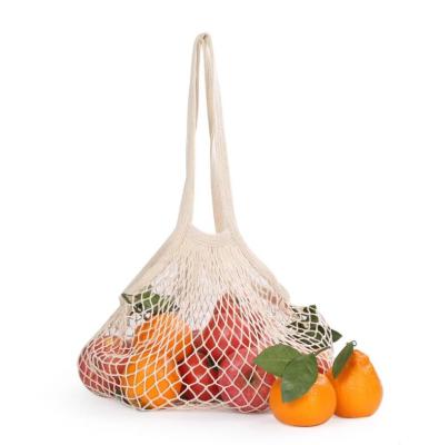 China Handled Vegetable Woven Mesh Tote Mesh Cotton Bag Organic Fruit Grocery Bags Cotton Mesh Cotton Bag Vegetable Reusable for sale