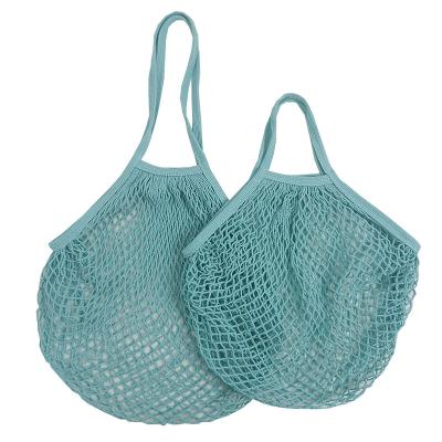 China Eco-Friendly Reusable Cotton Net Mesh Tote Portable String Organizer Bag Shopping Bag With Short Handles for sale