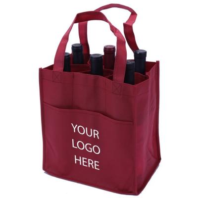 China Portable Hot Sale Reusable Custom Logo Printing Promotional Non Woven Wine Packaging Bag Bottle Bag for sale