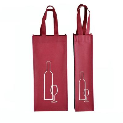 China Newly Logo Printing Non Woven Portable Eco-friendly Tote Shopping Bag Wine Bottle Custom Bag for sale