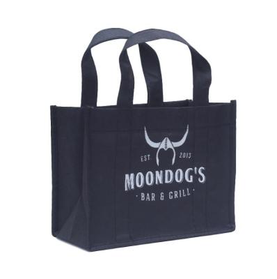 China Logo Printing Non Woven Portable Promotional Eco-friendly Tote Shopping Bag Wine Bottle Custom Bag for sale