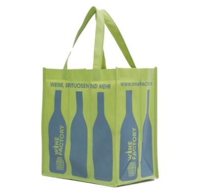 China Portable Hot Sale Reusable Custom Logo Printing Non Woven Tote Shopping Bag Wine Bottle Bag for sale