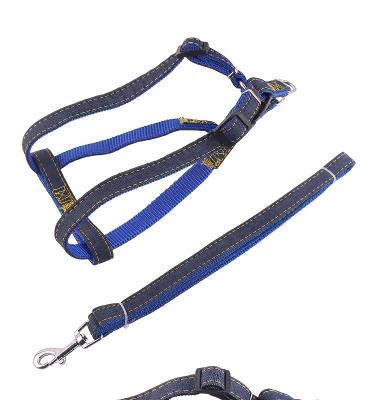 China Viable Safety Adjustable Denim Chest Strap Dog Traction Collar Set Dog Rope Pet Supplies for sale