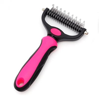 China Stocked Hair Removal Comb for Dogs Cat Detangler Fur Trimming Dematting Deshedding Brush Grooming Tool for Curly Pet Long Tangled Hair for sale