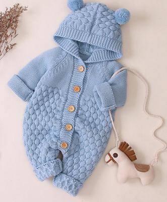 China Hot Selling Baby Clothes 100% Cotton Wool Knitting Long Sleeve Baby Overalls Warm Outfits Clothes Baby Rompers for sale