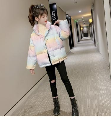 China 2020 new cotton winter children's jacket regular thick warm rainbow short jacket girls' jacket colorful for sale