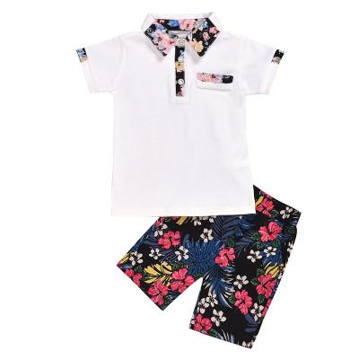 China 100% Cotton Fashion Flower Baby Kids Short Kids Polo Shirts Boys Clothing Sets For Summer for sale