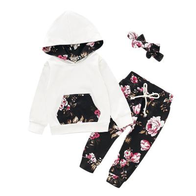 China 2019 100% cotton on fashion hot sale floral baby clothes sweater sets and pants sets for sale