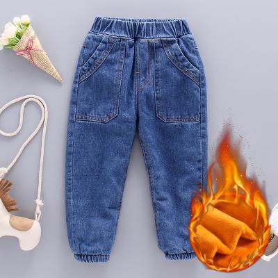 China 2020 new winter children's wear casual children's pants Korean style small and medium children's pants baby boys fleece padded jeans for sale