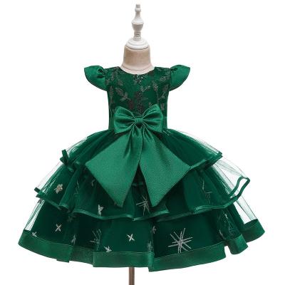 China Viable Hot Sale Big Bow Princess Dress Layered Kid Prom Dress For Party for sale