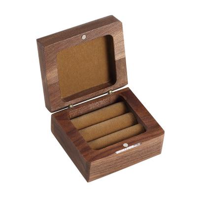 China High Quality Wooden Portable Ring Box Mini Ring And Earrings Box Wooden Jewelry Boxes for sale