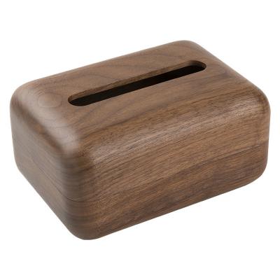 China Handmade Good Quality OEM Customized Wooden Napkin Dispenser Walnut Tissue Box Napkin Box for sale