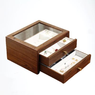 China Low MOQ wooden customized large wooden jewelri box with drawers MDF wooden jewelry packaging boxes for sale