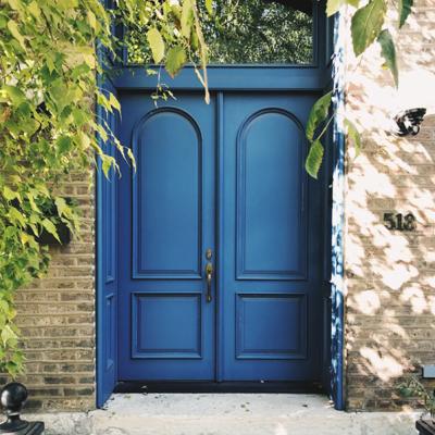 China Farmhouse Best Prices Custom Navy Blue Wooden French Double Door for sale