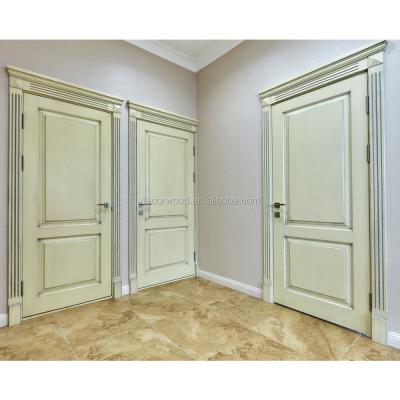 China Custom 2 Panel Farmhouse Door White Glazed Wood Door for sale