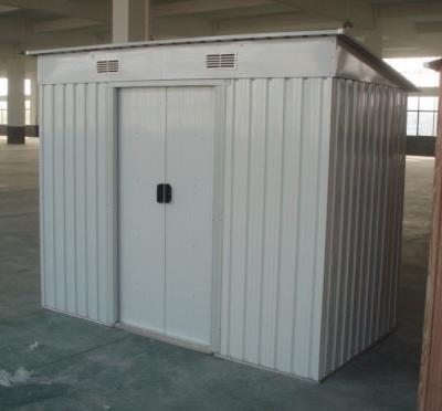 China Galvanized Steel Flat Roof Garden Shed , Prefab Nature Lawn Mower / Tools Sheds for sale