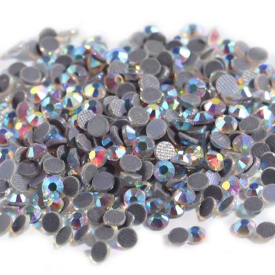 China Hot Selling Rubber Bottom Rhinestones Clothing Fabric Hotfix Rhinestones Flatback Glass Bottom Nail Rhinestones for sale