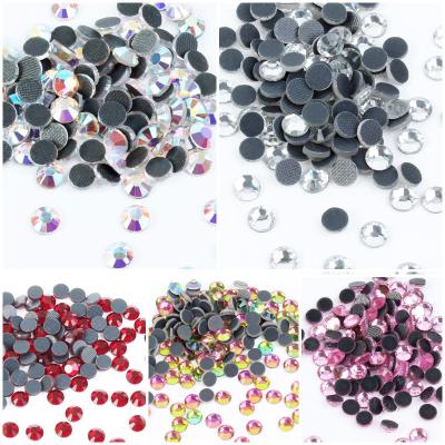 China Hot Good Quality Flatback Fix Rhinestone ab Color Flatback Rhinestone Diy Rubber Bottom Glass Clothing Accessories for sale