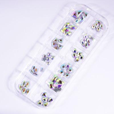 China Hot Selling Nail Art Hot Selling Nail Glass Rhinestone Drill Set Box Diy Flat Back Hot Nail Rhinestones for sale