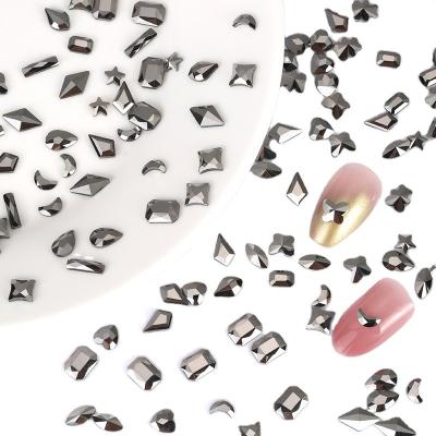 China Nail Charms Bulk Jewelry Wholesale Black Flat Bottom Special Shaped Nail Charms Diy Nail Stones Nail Diamond for sale