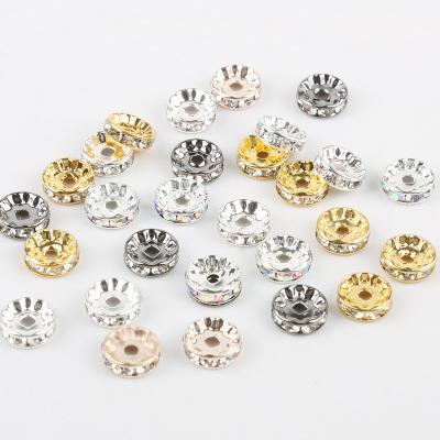 China Modern Crystal Rondelle Spacer Beads Gold Spacer Beads With Clear Crystal Spacer Beads For Jewelry Making for sale