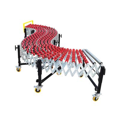 China Flexible Plastic Oil Resistant Skid Wheel Customized Telescopic Gravity Conveyor for sale