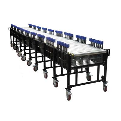 China Fire Resistant 100kg Load Gravity Flexible Roller Conveyor With Side Guide Wheels for sale