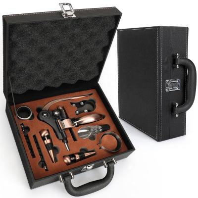 China Factory Direct Sales Home Leather Trim Box Wine Opener Corkscrew Wine Accessories Gift Set For Birthday Wedding Christmas for sale