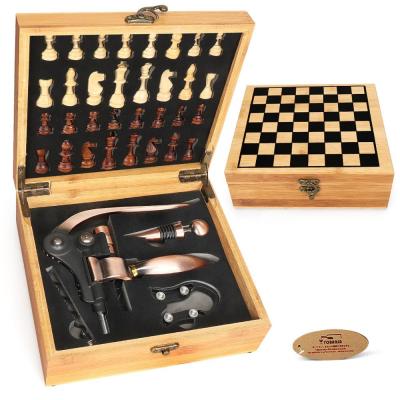 China High Quality Bamboo Red Wine Factory Supply Box Wine Accessories Gift Set Rabbit Wine Opener Corkscrew Gifts Set for sale