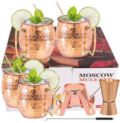 China Sustainable Bar Cocktail Used 550ml Stainless Steel Moscow Mule Cup Measuring Cup Champagne Stopper Set for sale