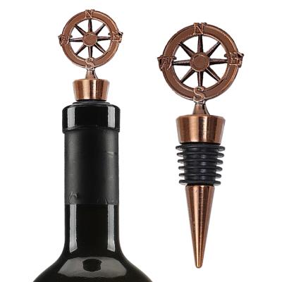 China Beverage Drinking Creative Compass Shaped Wine Corks Bottle Copper Stopper For Wedding Gifts for sale