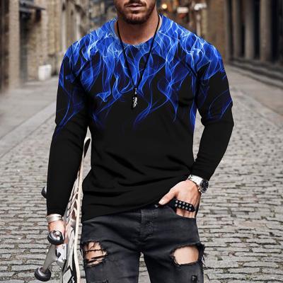 China Wholesale Fashion Casual 2022 Flame Print Men's Long Sleeve Casual Shirt for sale