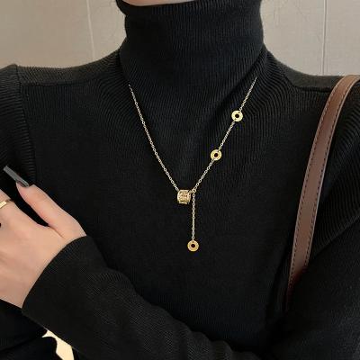 China SHIHAN SHN085 New FASHIONABLE Love Zircon Stylish Stainless Steel Chain Necklace For Korean Women Lover Christmas Jewelry 18K Gold Necklaces for sale