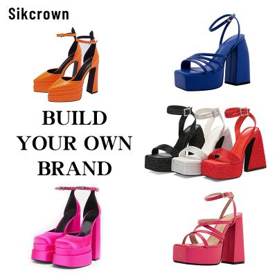 China Custom Logo Platform Sandals 2022 Popular New Design Shoes Sandalia De Mujer Girls Support Fashion Trend Women's Custom Made High Heel for sale