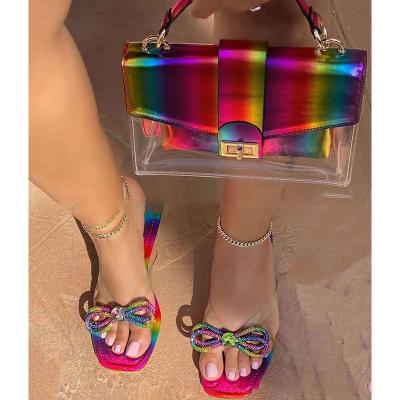 China Fashion Trend Hot Sale Ladies Clips Slippers Matching Shoes Ladies Handbags Designer Ladys Shoes And Bags Set For Women for sale