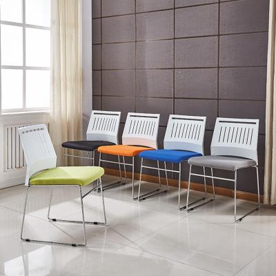 China Modern Design High Quality Cheap Furniture Plastic Stackable Bright Colorful Padded Sled Dining Chairs With Soft Seat for sale