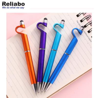 China Promotional Pen 3 in 1 Mobile Phone Holder Multifunctional Metal Ball Pens Screen Stylus Pen Touch Pen for sale