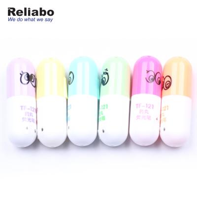 China Promotional Markers & Highlighter Bars Reliabo China Factory Customizes Shape Capsule Highlighter Bar Plastic Marker Pen for sale