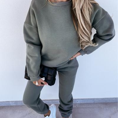 China Newest Wholesale Breathable Plus Size Women Clothing Sweatshit Two Piece Pants Set Blank Clothing Hoodie Set for sale