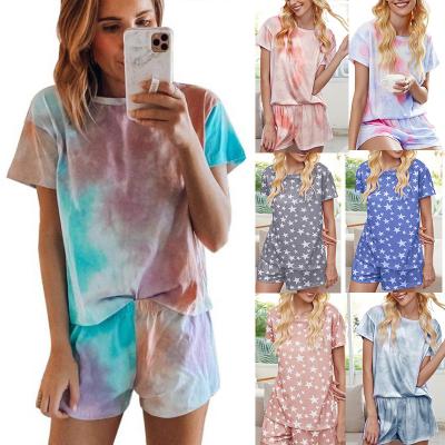 China 2021 Hit Gradient Color Pajamas QUICK DRY Women Plus Size Shorts Set Sleepwear Shortsleeve Pajama Set for sale