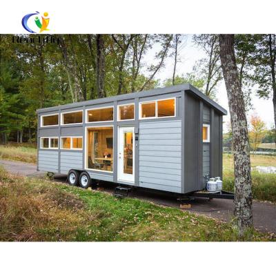 China Steel Fabricated Tiny Lowes House Caravans Prefab Home Kits On Wheels Trailer Houses for sale