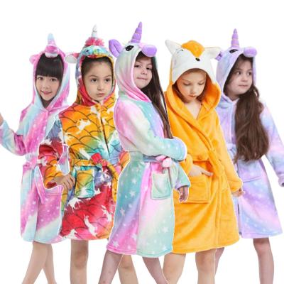 China Wholesale Thermal Flannel Cartoon Children Unicornio Home Pijamas Long Robe Animal Bathrobe for sale