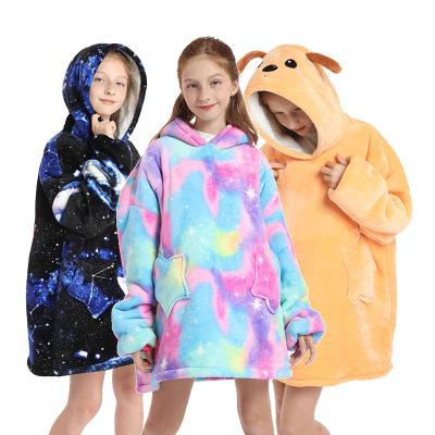 China Hooded Lamb Traction Home Wear Blanket Comfortable Anti-Shrink Portable Sweatshirt Thick Winter Flannel Wool Hooded for sale