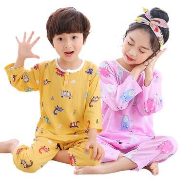 China Summer cute children girls fiber sleepwear two-piece squishy pajamas sets clothes for sale