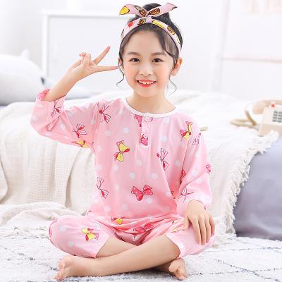 China Summer Cute Children Girls Fiber Kids Sleepwear Two-Piece Squishy Pajamas Sets Clothes for sale