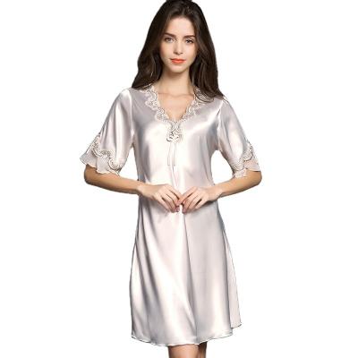 China Summer Soft Trending Women QUICK DRY Luxury Ice Silk Satin Woman Sexy Sleep Wears Ladies Dress Pajamas for sale