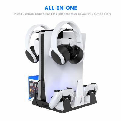 China Multifunctional Foldable Charing Stand Charger Station Stand For PS5 Console Cooling Base With HUB P5 Game Controller Headset Game Card Holder for sale